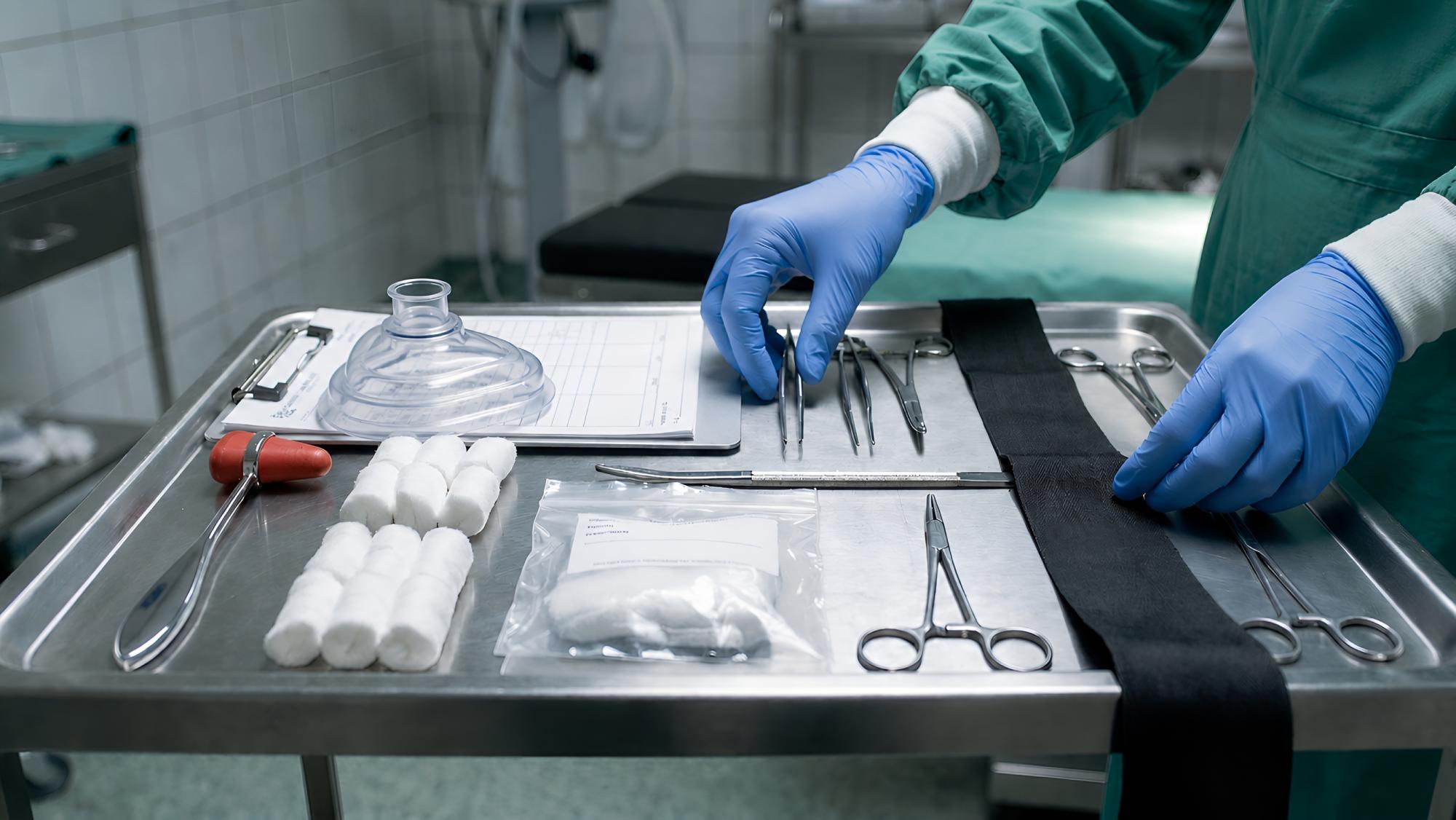 Medical BDSM ritual tray prepared for Mistress Alexia clinical sessions